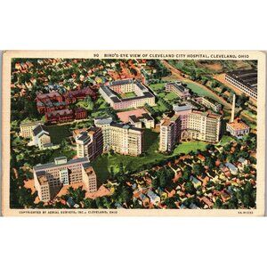 Cleveland City Hospital Aerial View Cleveland Ohio Linen Posted WWII PC337